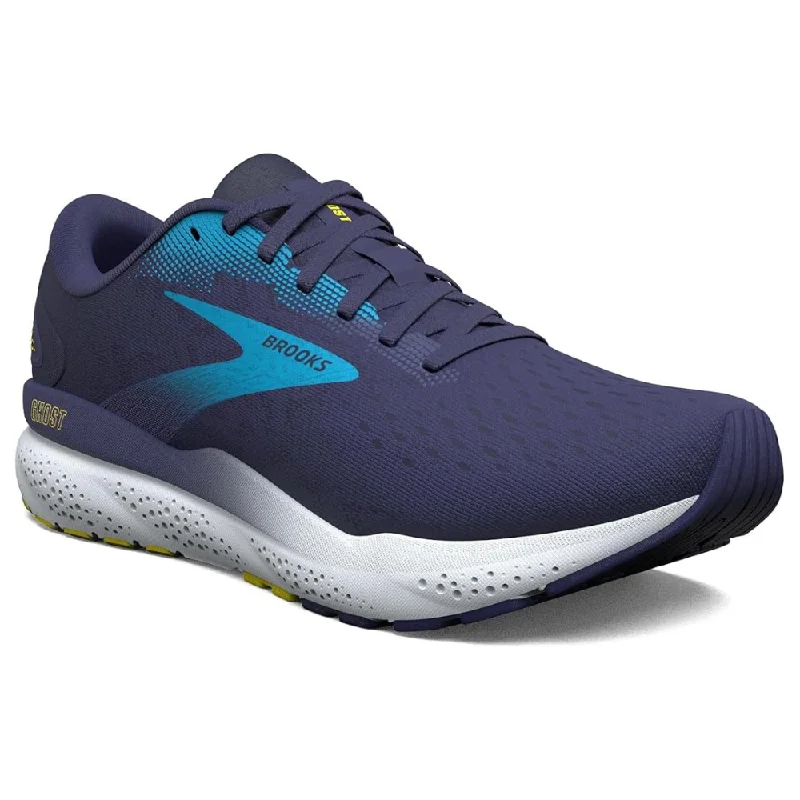 Running shoe with sleek run weave -Brooks Ghost 16 Blue/Bonnie Blue/Yellow Running Shoe (Men's)