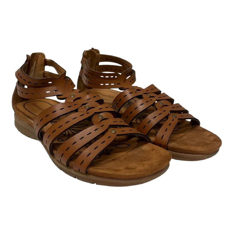 Flats for rainy dusk dinners -Sandals Flats By Bare Traps In Brown, Size:7