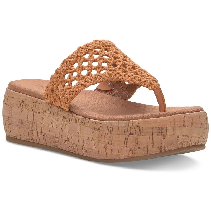 Sandals for all-day wear -Lucky Brand Womens Jaslene Macrame Slip On Flatform Sandals