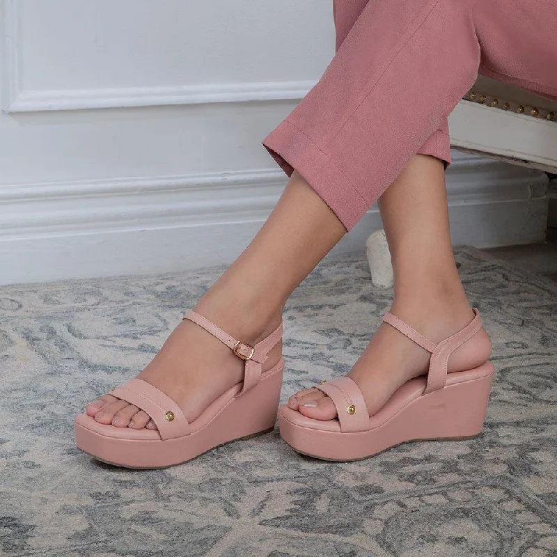 Sandals with soft soles -The Amsterdam Pink Women's Dress Wedge Sandals Tresmode