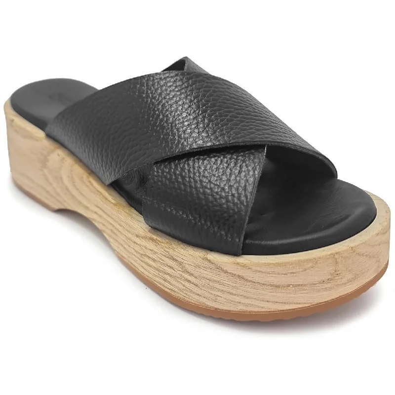 Sandals for summer fans -Gentle Souls Womens Leather Wooden Soul Platform Sandals