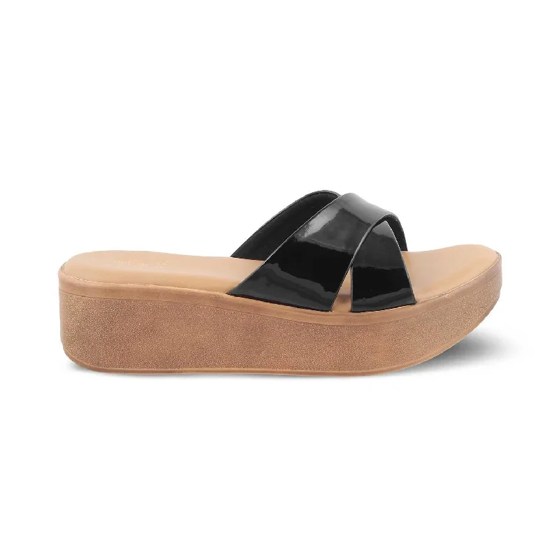 Sandals for outdoor buffs -The Simedge Black Women's Dress Wedge Sandals Tresmode