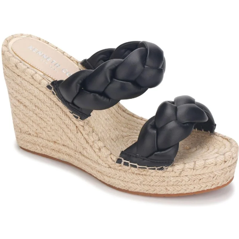 Sandals with firm midsoles -Kenneth Cole New York Womens Olivia Braid Braided Open Toe Wedge Sandals