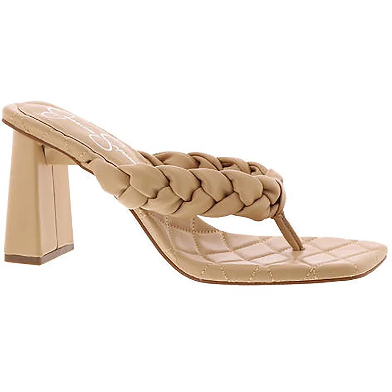 Sandals with adaptive heels -Jessica Simpson Zaliye Women's Faux Leather Block Heel Slide Sandals