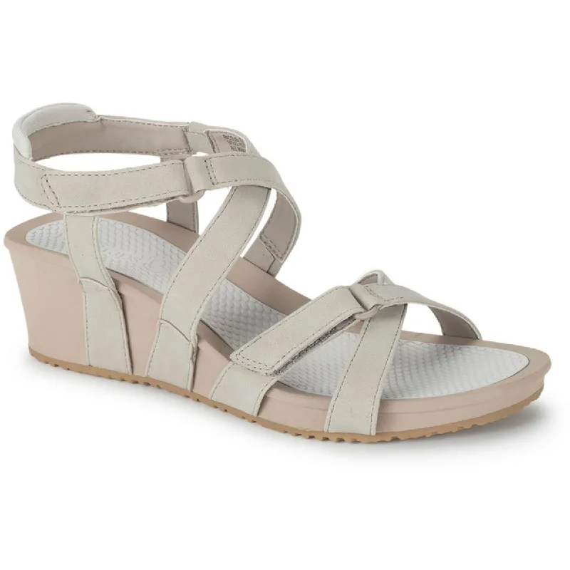 Sandals for muddy shores -Baretraps Womens Raquel Faux Suede Strappy Wedge Sandals