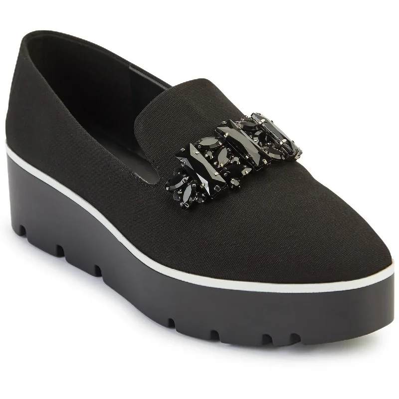 Cushioned loafers for cozy night serenity-Karl Lagerfeld Paris Womens Bri Embellished Fashion Loafers