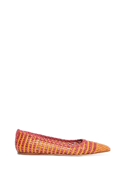 Flats for weekend beach trips -Aurora Braided Flat Shoe in Pink Multi Leather