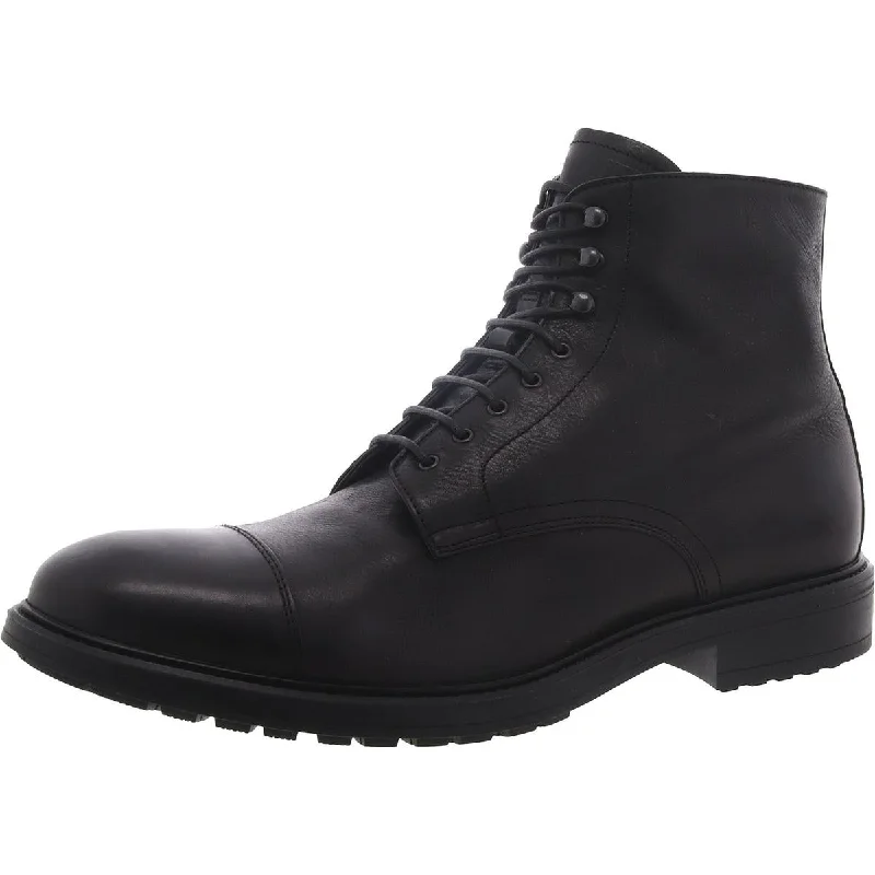 To Boot New York Mens Faux Leather Ankle Combat & Lace-Up Boots