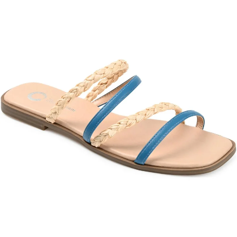 Sandals for rainy trails -Journee Collection Womens Brinna Faux Leather Strappy Slide Sandals