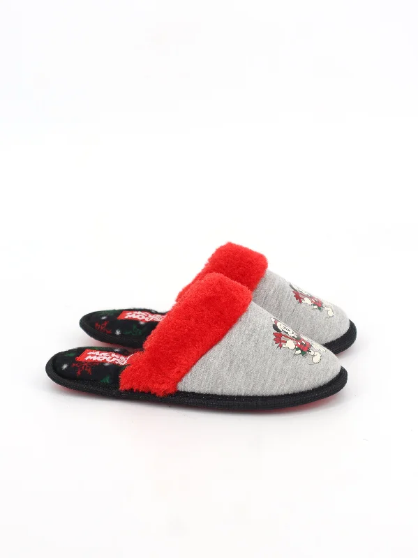 Slippers with chill nap repose -Kids Girl's Graphic Printed Slippers,Grey/Red