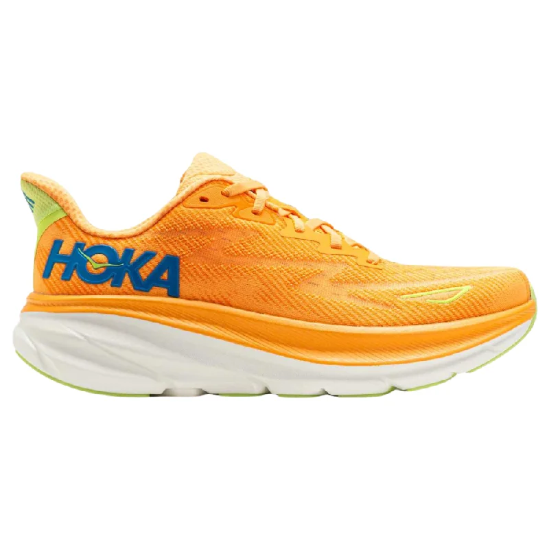 Running shoe for weekend run hush -Hoka Clifton 9 Solar Flare/Lettuce Running Shoe (Men's)