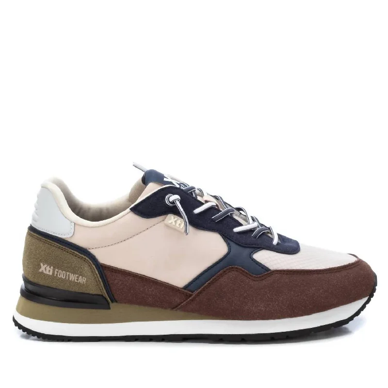 Men's Casual Sneakers In Light Brown