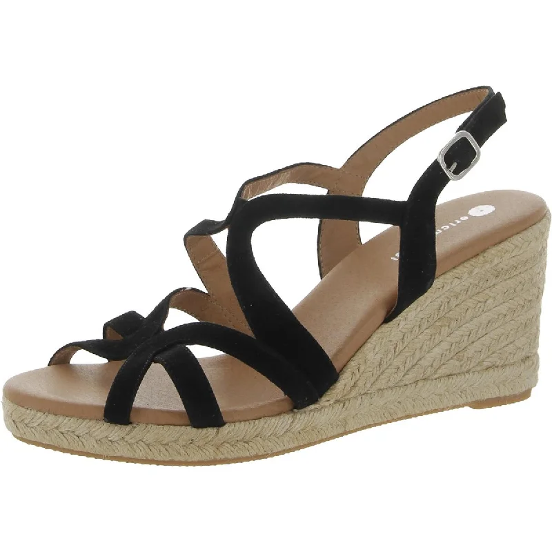 Sandals with tough midsoles -Eric Michael Womens Lindsey Suede Ankle Strap Wedge Sandals