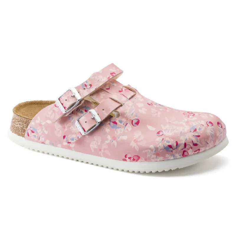 Slippers with water-tight nap beds -Women's Kay Professional Clog - Narrow Width In Flower Field Rose