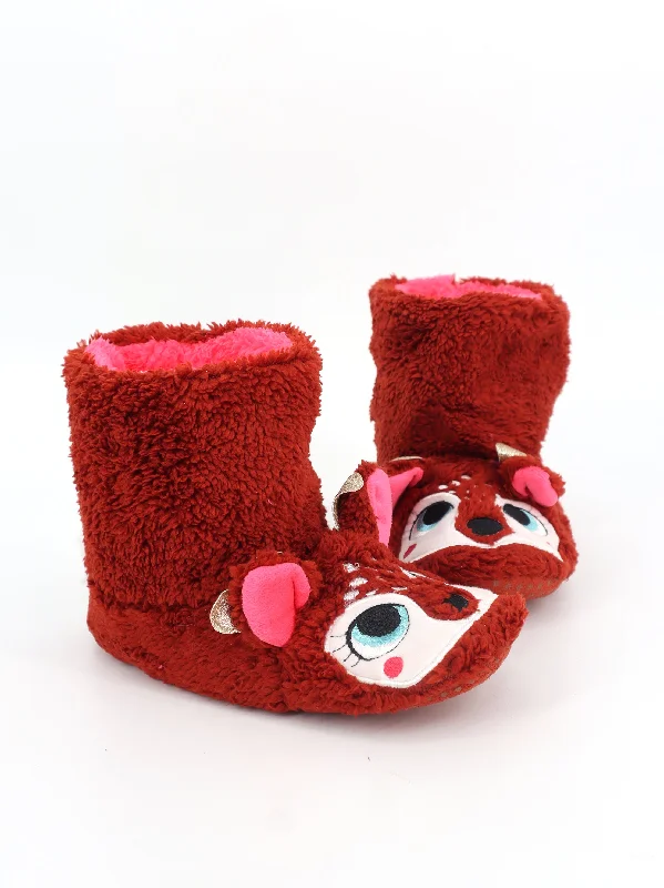 Slippers with cheap nap swaps -Kids Girl's Graphic Embroidered Faux Fur Slippers,Red