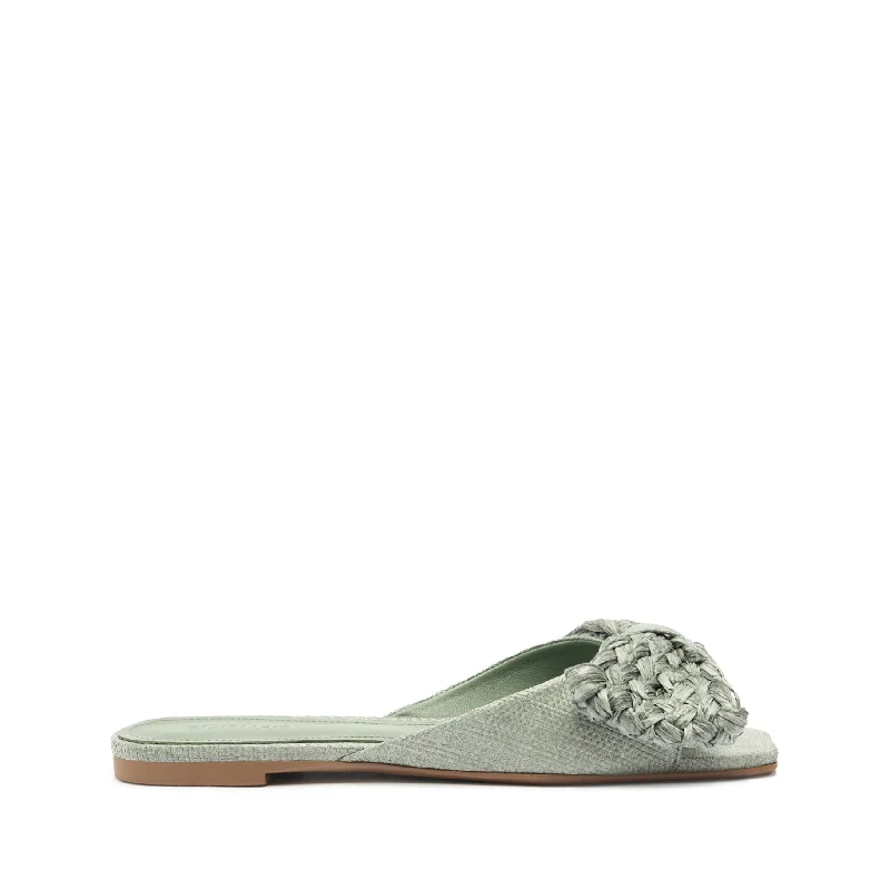 Flats with firm heel linings -Lienne Straw Flat Sandal