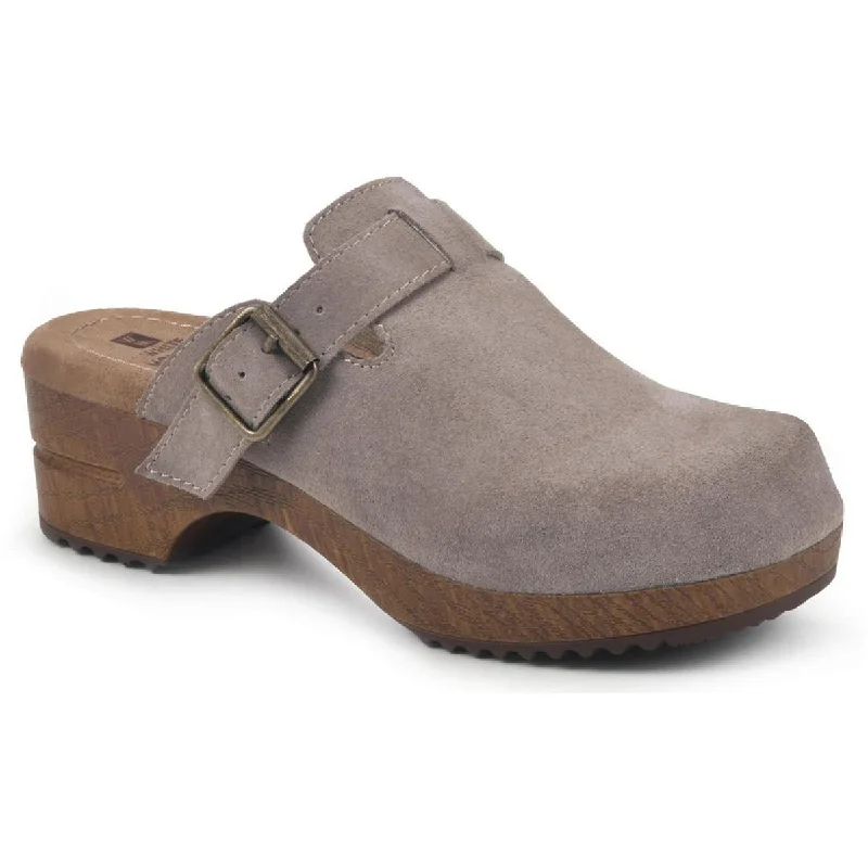 Flats with textured heel grips -White Mountain Womens Behold Suede Mules Clogs