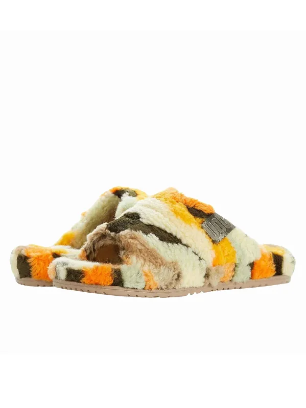 Slippers with wet-safe nap tops -Men's Faux Fur Slippers,Multi