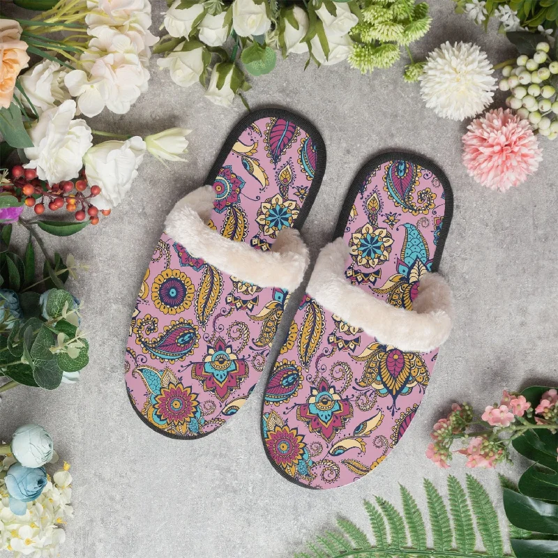 Slippers with cold nap hush -Pink Paisley | cozy slippers