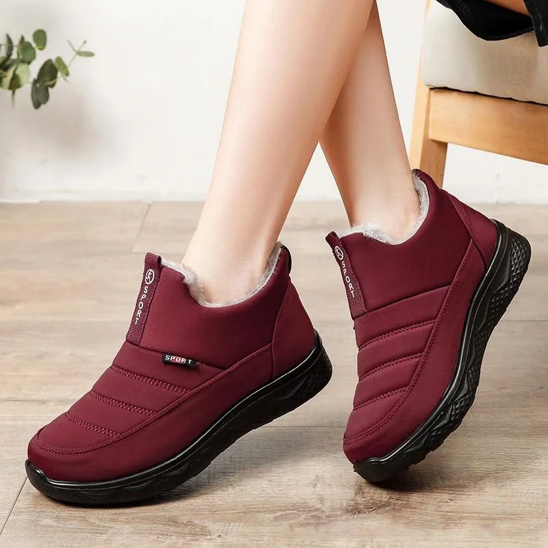 OCW Women Fur Lined Sneakers Under Ankle Waterproof Warm Winter Shoes