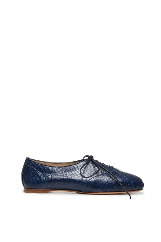 Flats for outdoor dusk suppers -Maya Flat Shoe in Cobalt Snakeskin