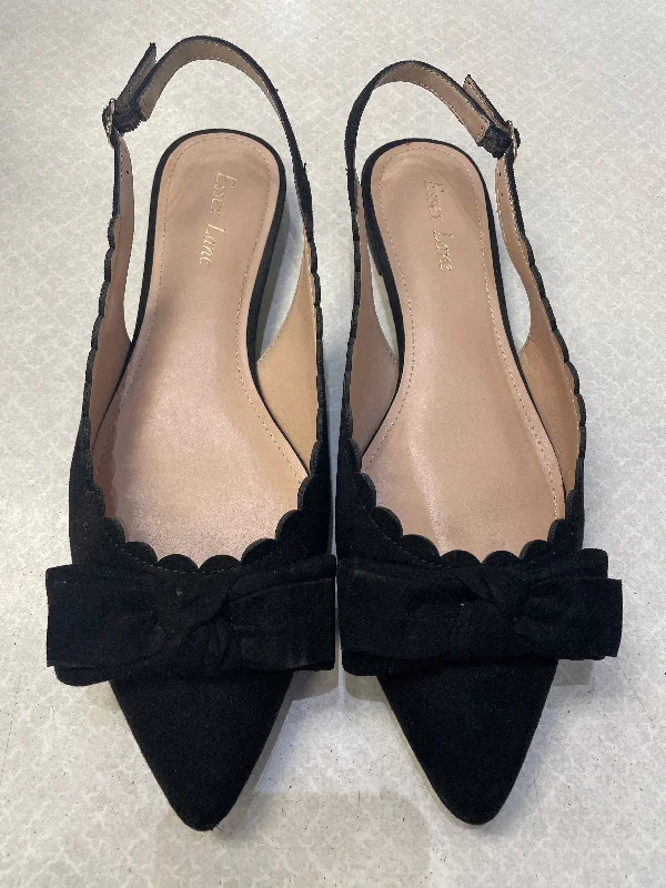 Flats with trendy heel textures -Shoes Flats By Clothes Mentor In Black, Size: 9.5