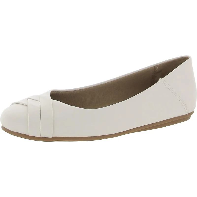 Flats with smooth almond toes -Style & Co. Womens Sennette Faux Leather Slip On Ballet Flats