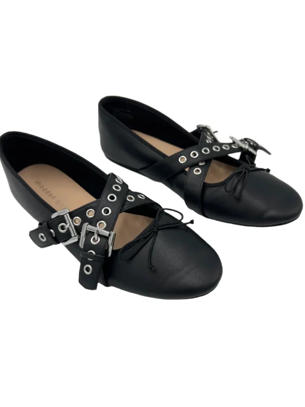 Flats with durable heel linings -Shoes Flats By Madden Girl In Black, Size: 9.5