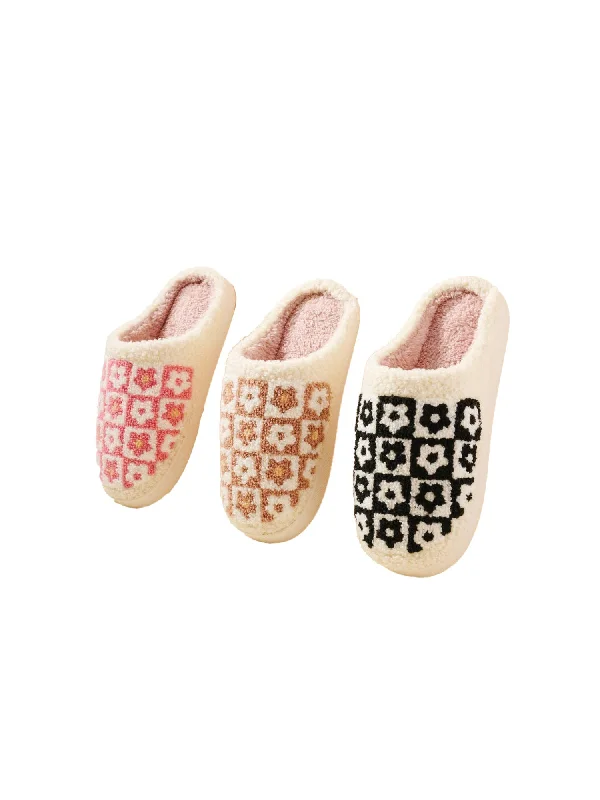 Slippers with cool nap beds -Flower Color Block Slippers