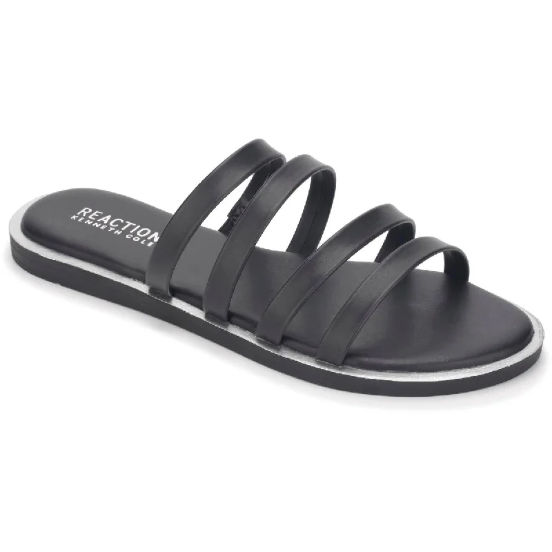 Sandals with uneven trails -Kenneth Cole Reaction Womens Sloan Four Band Faux Leather Strappy Slide Sandals