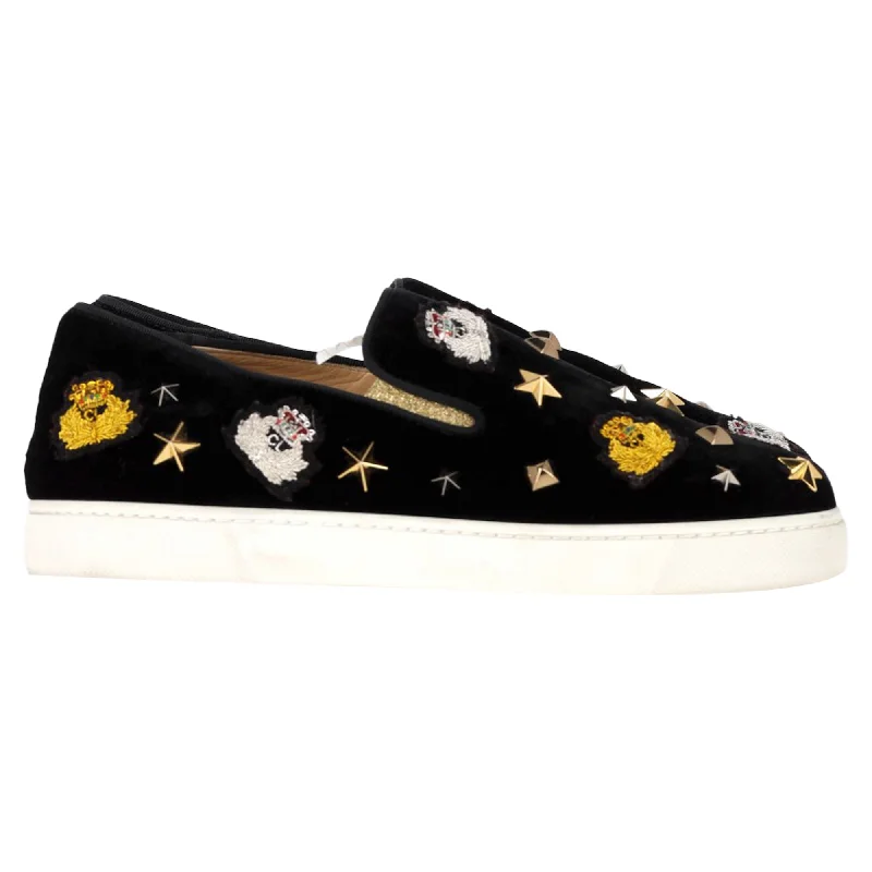 Christian Louboutin Mister Academy Slip On Sneakers In Black Velvet