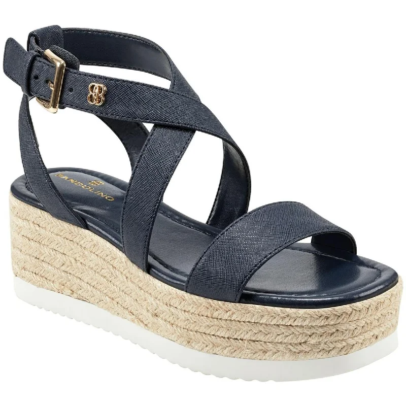 Sandals with adaptive heels -Bandolino Womens MAJOR3 Textured Ankle Strap Wedge Sandals