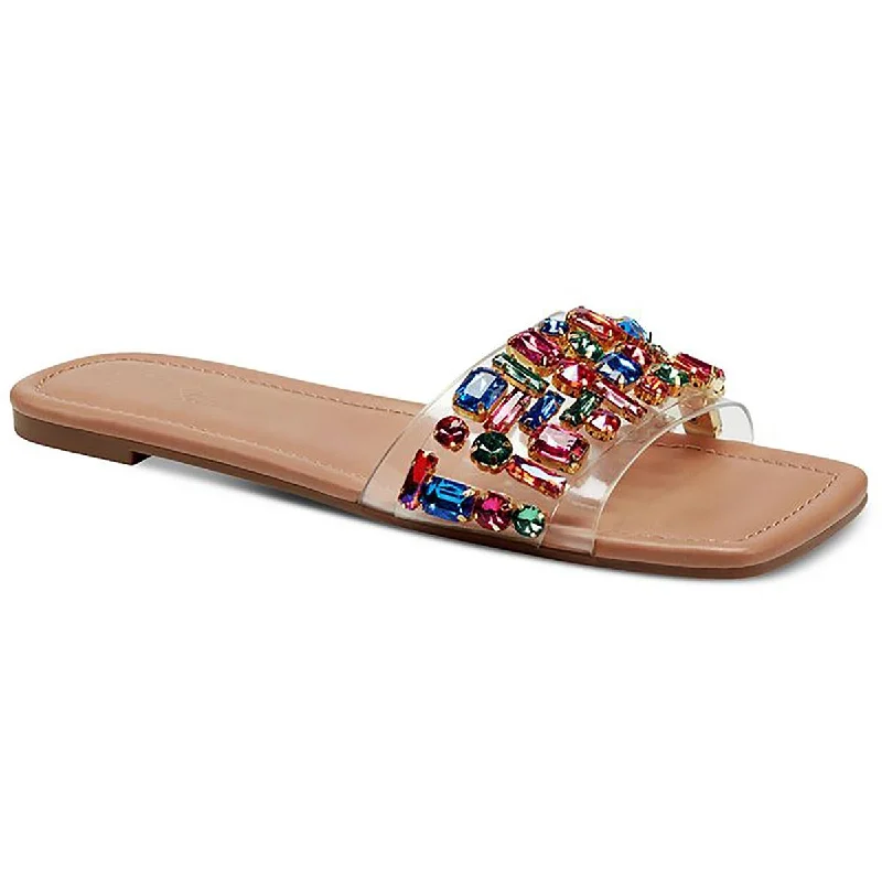 Sandals for coastal walks -Thalia Sodi Womens jillene Flat Slip On Slide Sandals