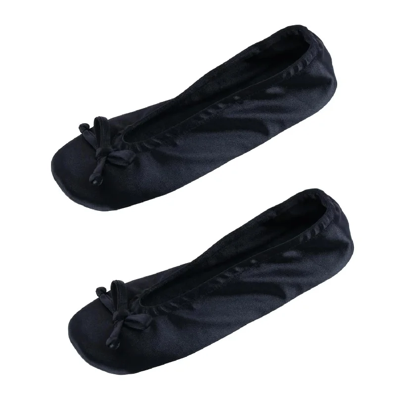 Slippers for gig nap days -Women's Satin Ballerina Slipper House Shoe (Pack of 2)