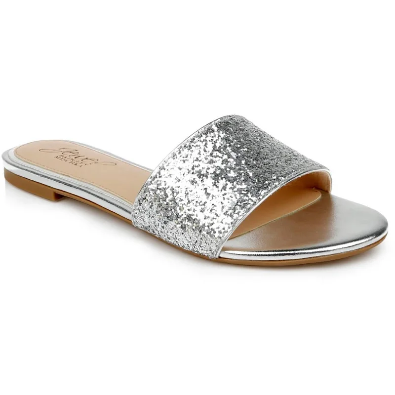 Sandals with fresh styles -Jewel Badgley Mischka Womens Dillian Flat Slip On Dressy Slide Sandals