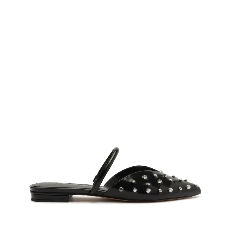 Flats with artsy heel trims -Gayle Leather Flat