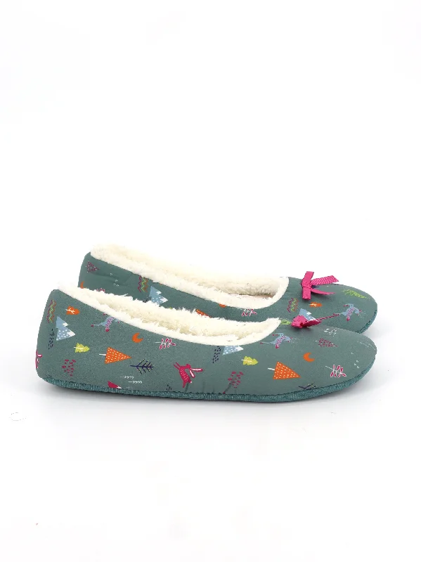 Slippers with plush nap beds -Women's Graphic printed Slippers,Green