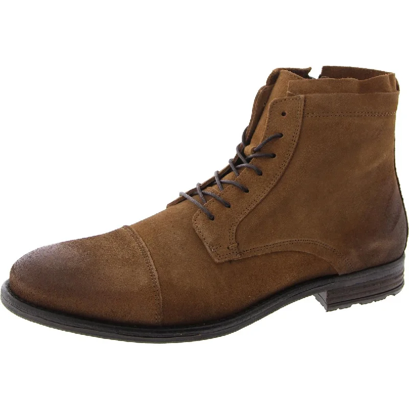 Steve Madden Mens Wells Suede Ankle Combat & Lace-Up Boots