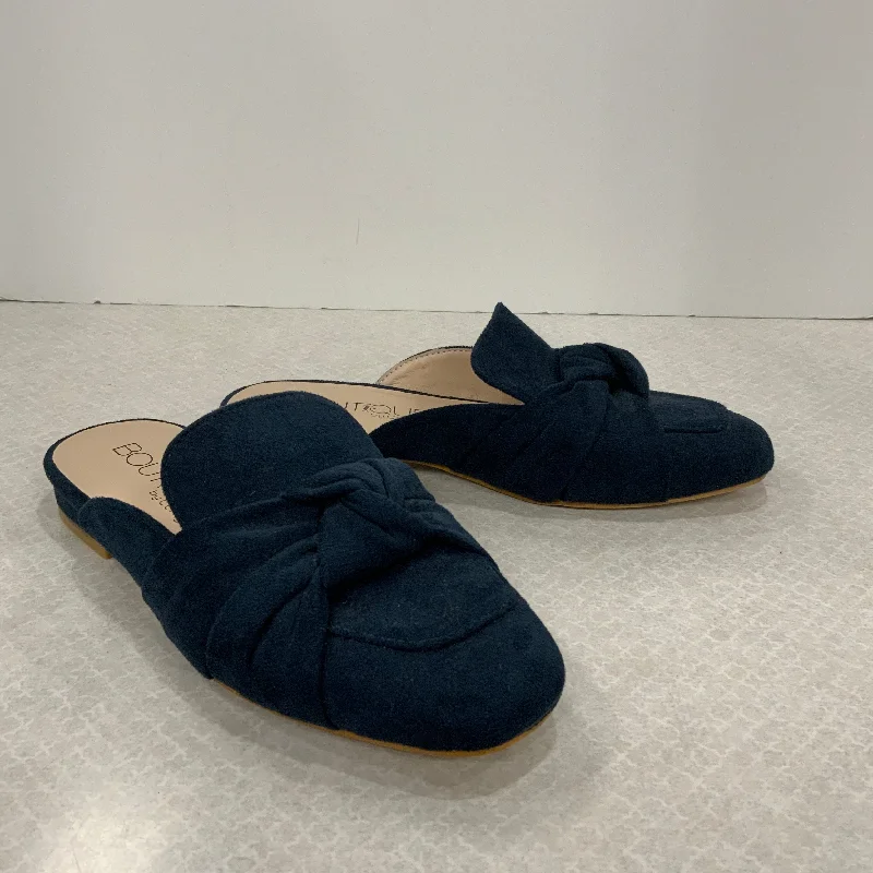 Flats with durable heel linings -Shoes Flats By Boutique + In Navy, Size: 7