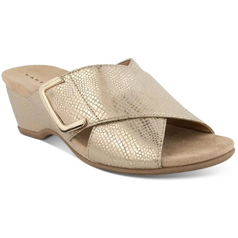 Sandals with adaptive heels -Karen Scott Womens ELZAA Slip On Open Toe Wedge Sandals