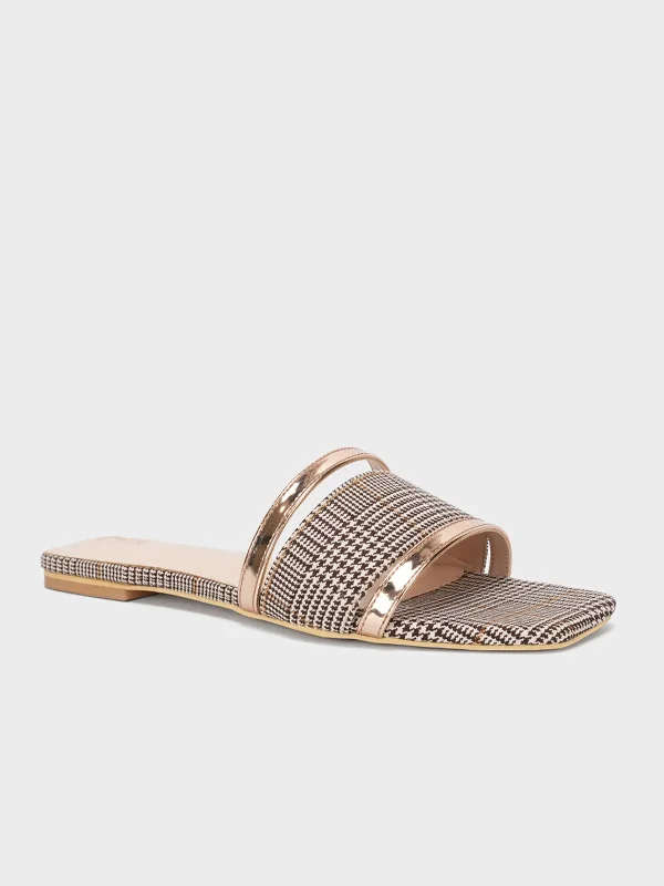 Slippers with stout nap weave -Women's "ALECIA" Square Toe Summer Slippers