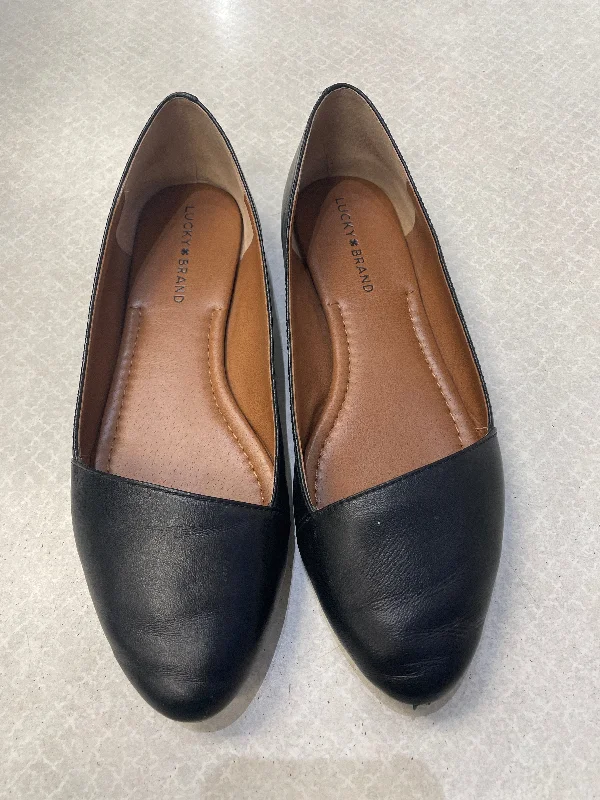 Flats with sleek heel designs -Shoes Flats By Lucky Brand In Black, Size: 9