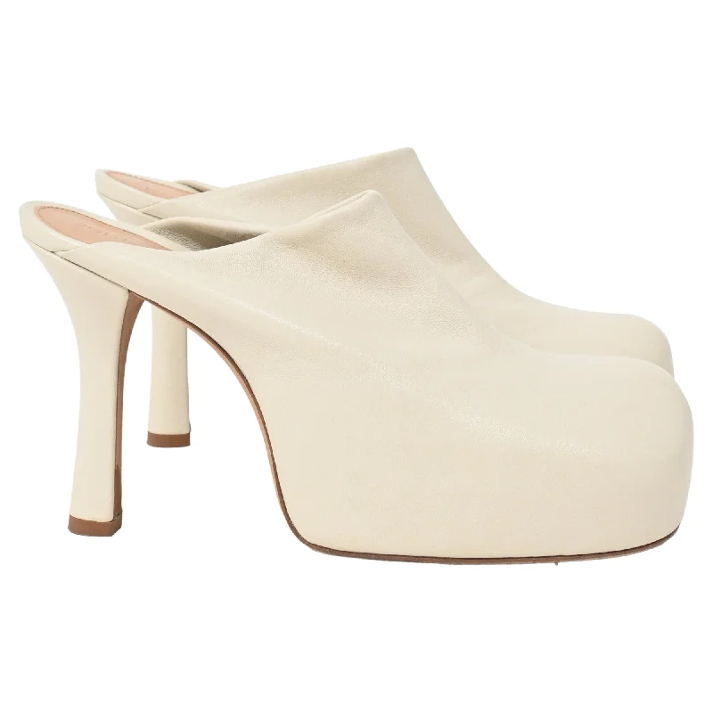 Bottega Veneta Bold Mules in Cream Leather