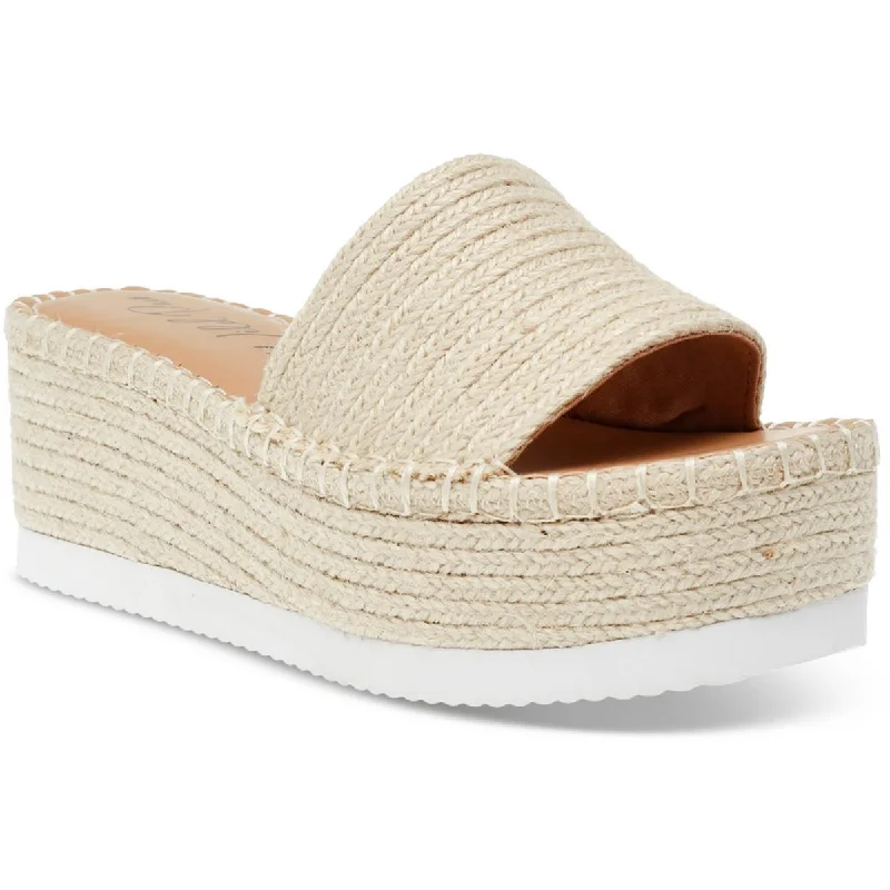 Sandals with high heels -Wild Pair Womens SHERMER Woven Slide Wedge Sandals