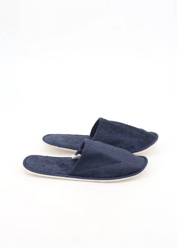 Slippers with fuzzy nap weave -Men's Plain Slippers,Navy