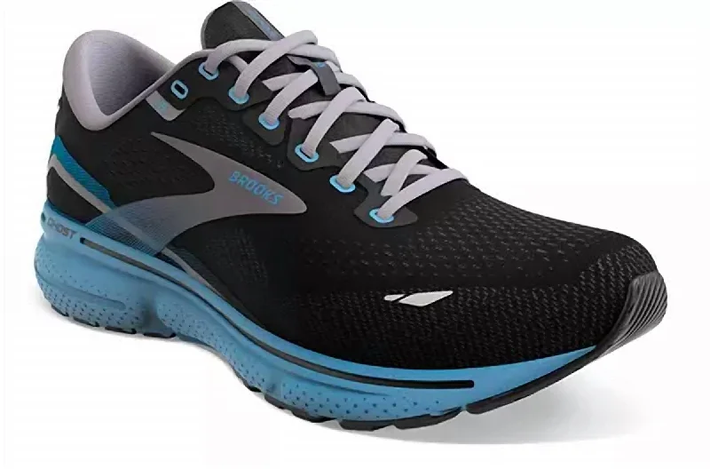 Running shoe with night run calm -Men's Ghost 15 Running Shoes ( D Width ) In Black/blue