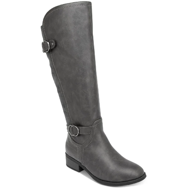 Karen Scott Womens Leandraa Faux Leather Wide Calf Knee-High Boots