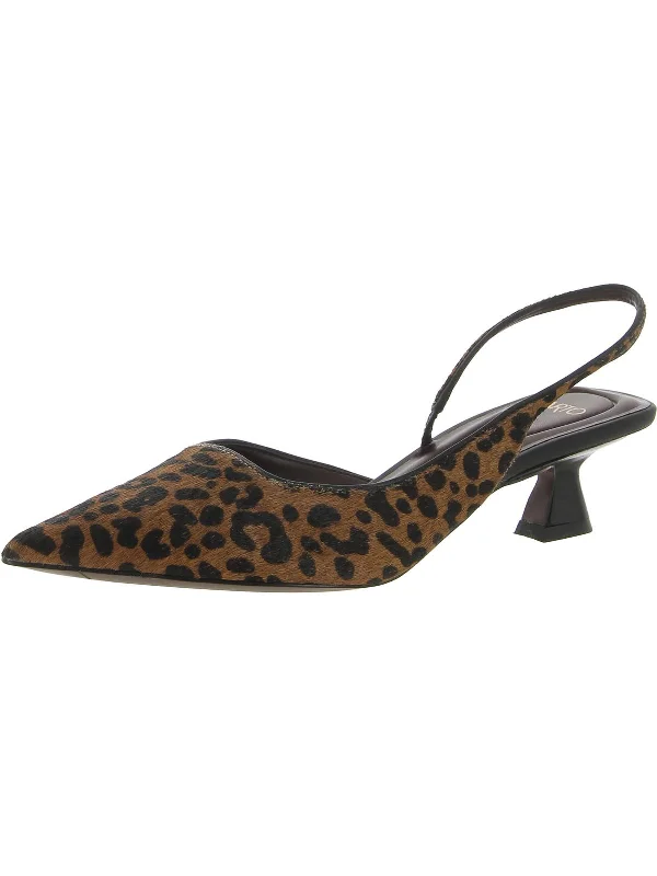 Devin Womens Calf Hair Slingback Kitten Heels