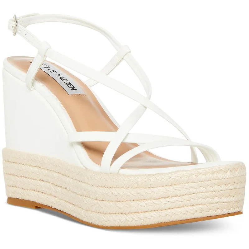 Sandals for dawn walks -Steve Madden Womens whitlee Faux Leather Dressy Wedge Sandals