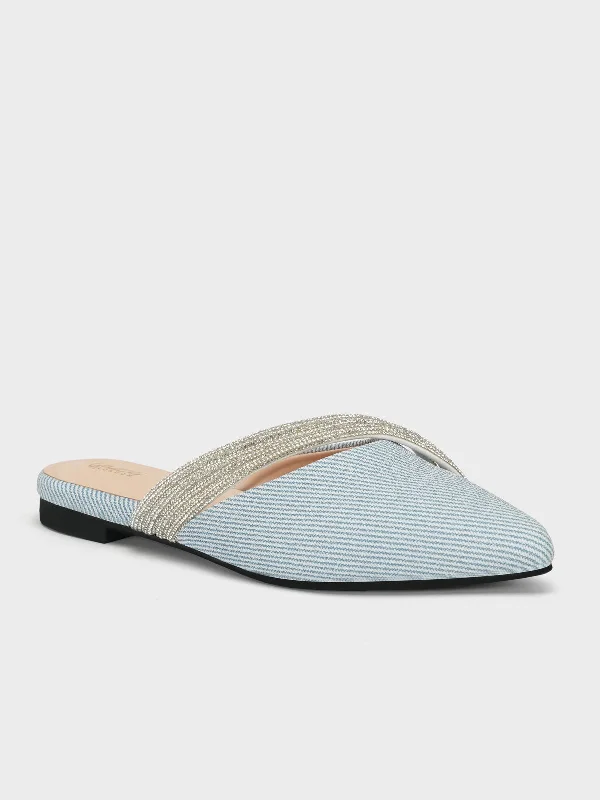 Slippers with beefy nap padding -Women "MACARIA" Pointed Slide-in Slippers